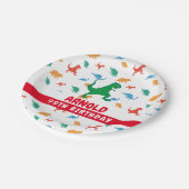 誕生日恐竜Tレックスジュラカラフルシックの子供の名前 ペーパープレート (アングル)