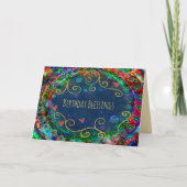 誕生日恵みお洒落陽気ガーリー カード (正面)