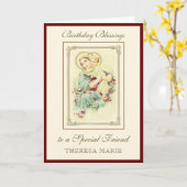 誕生日恵みお祝いヴァージンメアリーイエス  カード (黄色い花)