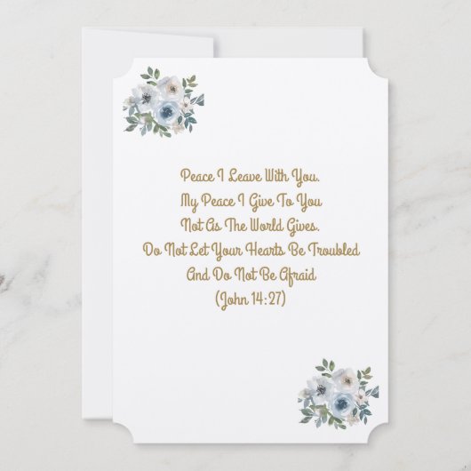 誕生日恵みの平和（ヨハネ14:27） ノートカード (裏面)