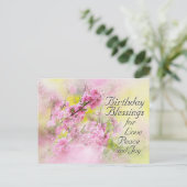 誕生日恵みの愛、平和と喜び、花 シーズンポストカード (スタンド正面)