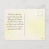 誕生日恵みの愛、平和と喜び、花 シーズンポストカード (裏面)