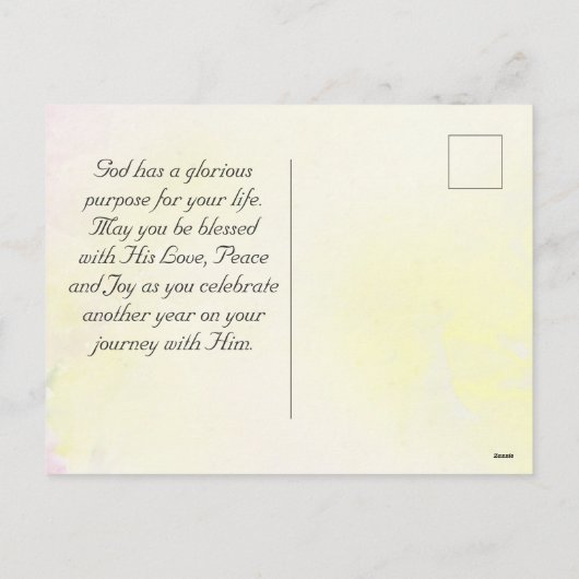 誕生日恵みの愛、平和と喜び、花 シーズンポストカード (裏面)