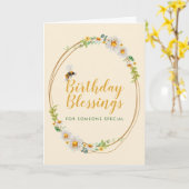 誕生日恵みデイジーリースイエロー&ホワイト カード (黄色い花)