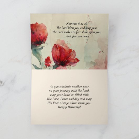 誕生日恵みバイブル聖句祈りの言葉クリスチャン カード (内部)