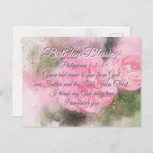 誕生日恵みピリピ1:2-3聖書の詩 ポストカード (正面/裏面)