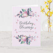 誕生日恵みピンクウォーターカラーフローラ カード (黄色い花)