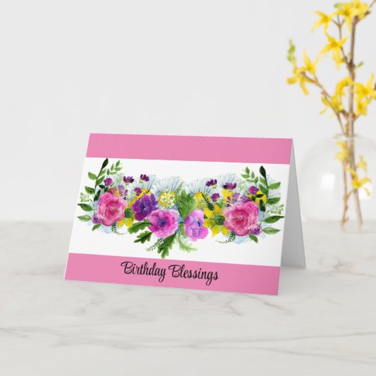 誕生日恵みフローラグリーティングカード カード (黄色い花)