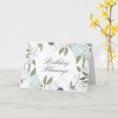 誕生日恵みホワイト&ブルーウォーター色フローラ カード (黄色い花)