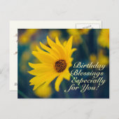 誕生日恵み祈りの言葉イエローワイルドフラワー ポストカード (正面/裏面)