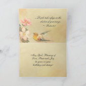 誕生日恵み詩篇36:7聖書ヴィンテージ鳥 カード (内部)