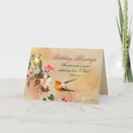 誕生日恵み詩篇36:7聖書ヴィンテージ鳥 カード
