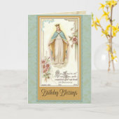 誕生日恵み賛美ヴァージンメアリー祈りの言葉カード カード (黄色い花)