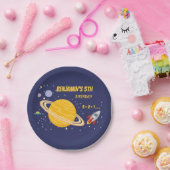 誕生日惑星とロケット船が宇宙に ペーパープレート (パーティー)