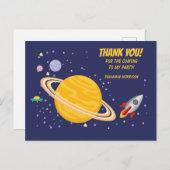 誕生日惑星 & ロケット船が宇宙空間で ポストカード (正面/裏面)