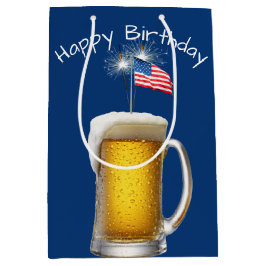 誕生日愛国的なビールとスパークラーズ ミディアムペーパーバッグ