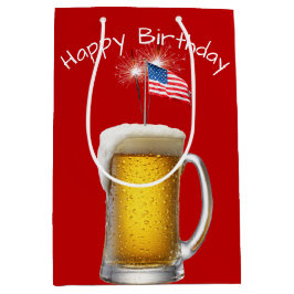 誕生日愛国的なビールとスパークラーズ ミディアムペーパーバッグ