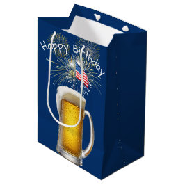 誕生日愛国的なビールとスパークラーズ ミディアムペーパーバッグ