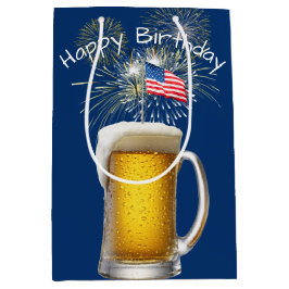 誕生日愛国的なビールとスパークラーズ ミディアムペーパーバッグ