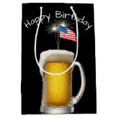誕生日愛国的なビールとスパークラーズ ミディアムペーパーバッグ (正面)