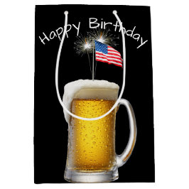 誕生日愛国的なビールとスパークラーズ ミディアムペーパーバッグ