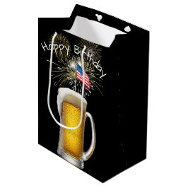 誕生日愛国的なビールとスパークラーズ ミディアムペーパーバッグ