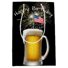 誕生日愛国的なビールとスパークラーズ ミディアムペーパーバッグ