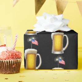 誕生日愛国的なビール国旗とスパーカー ラッピングペーパー