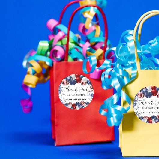 誕生日愛国的な赤白青の感謝してい国旗あなた ラウンドシール