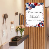 誕生日愛国的赤白青バルーン歓迎 ポスター