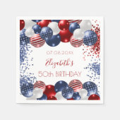 誕生日愛国米国赤白青国旗 スタンダードカクテルナプキン (正面)