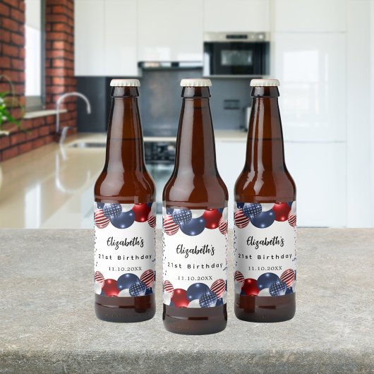 誕生日愛国米国赤白青国旗 ビールラベル