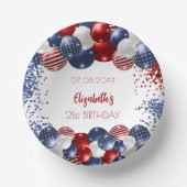 誕生日愛国米国赤白青国旗 ペーパーボウル (正面)
