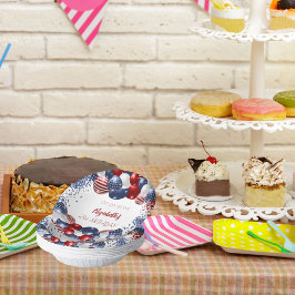 誕生日愛国米国赤白青国旗 ペーパーボウル