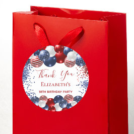 誕生日愛国米国赤白青国旗 ラウンドシール