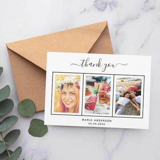 誕生日感謝していユーカスタムフォト白黒夏 サンキューカード