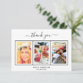 誕生日感謝していユーカスタムフォト白黒夏 サンキューカード (スタンド正面)