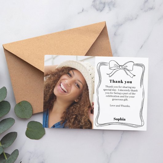 誕生日手描き弓 サンキューカード