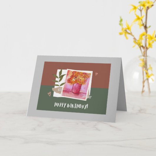 誕生日折り畳みグリーティングカード カード (黄色い花)