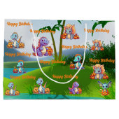 誕生日抱き枕不気味ベビーディノテーマ ラージペーパーバッグ (裏面)