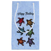 誕生日抽象芸術ブラックウミガメ色の貝殻 スモールペーパーバッグ (正面)