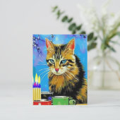 誕生日招き猫イラストレーションキャンドルカード シーズンカード (スタンド正面)