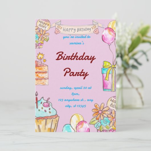 誕生日招子供へ待 招待状 (スタンド正面)