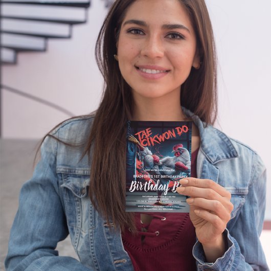 誕生日招待ダイナミックキック: 武術家 ポストカード