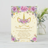 誕生日招待娘，一角獣，花，アイボリー 招待状 (スタンド正面)