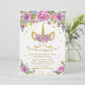 誕生日招待娘，一角獣，花，白 招待状 (スタンド正面)