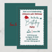 誕生日招待状とサンタハット 招待状 (正面/裏面)