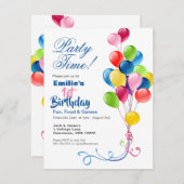 誕生日招待状とバルーンカラフル付き (正面/裏面)