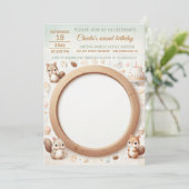 誕生日招待状と写真用リス枠 招待状 (スタンド正面)