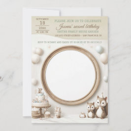 誕生日招待状と写真用リス枠 招待状